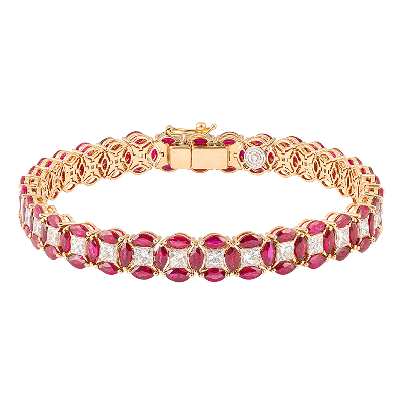 Diade rose gold bracelet with diamonds and rubi