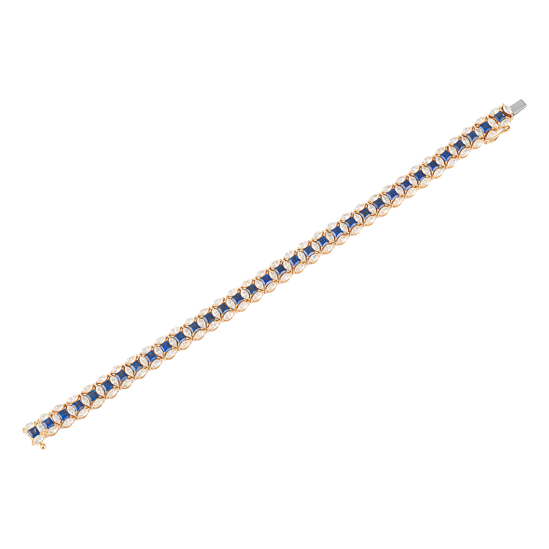 Gioiello in oro rosa Bracciale Diade in oro rosa con diamanti e zaffiri Pisa diamanti