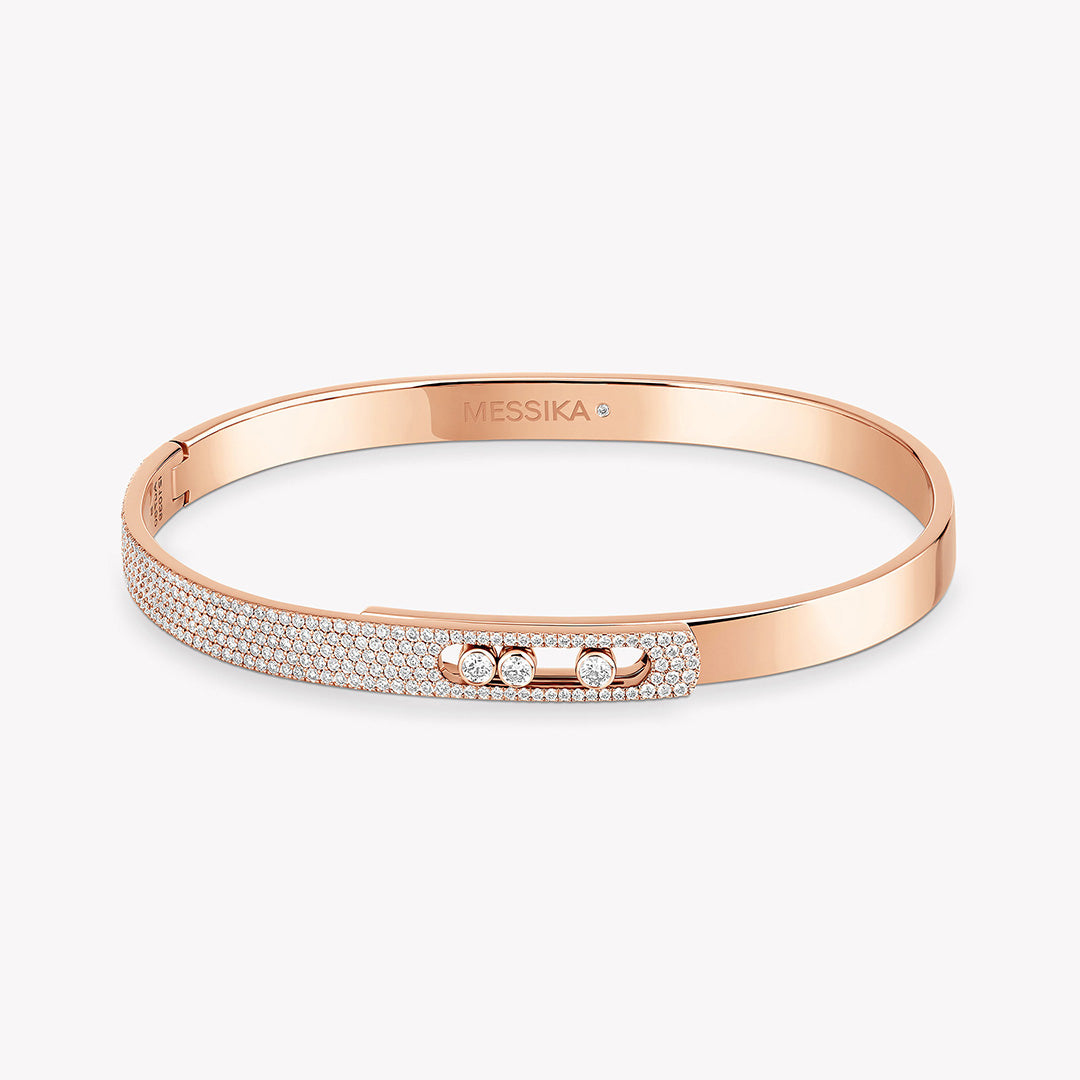 Gioiello in oro rosa Bracciale Bangle Move Noa MP con Pavé Messika