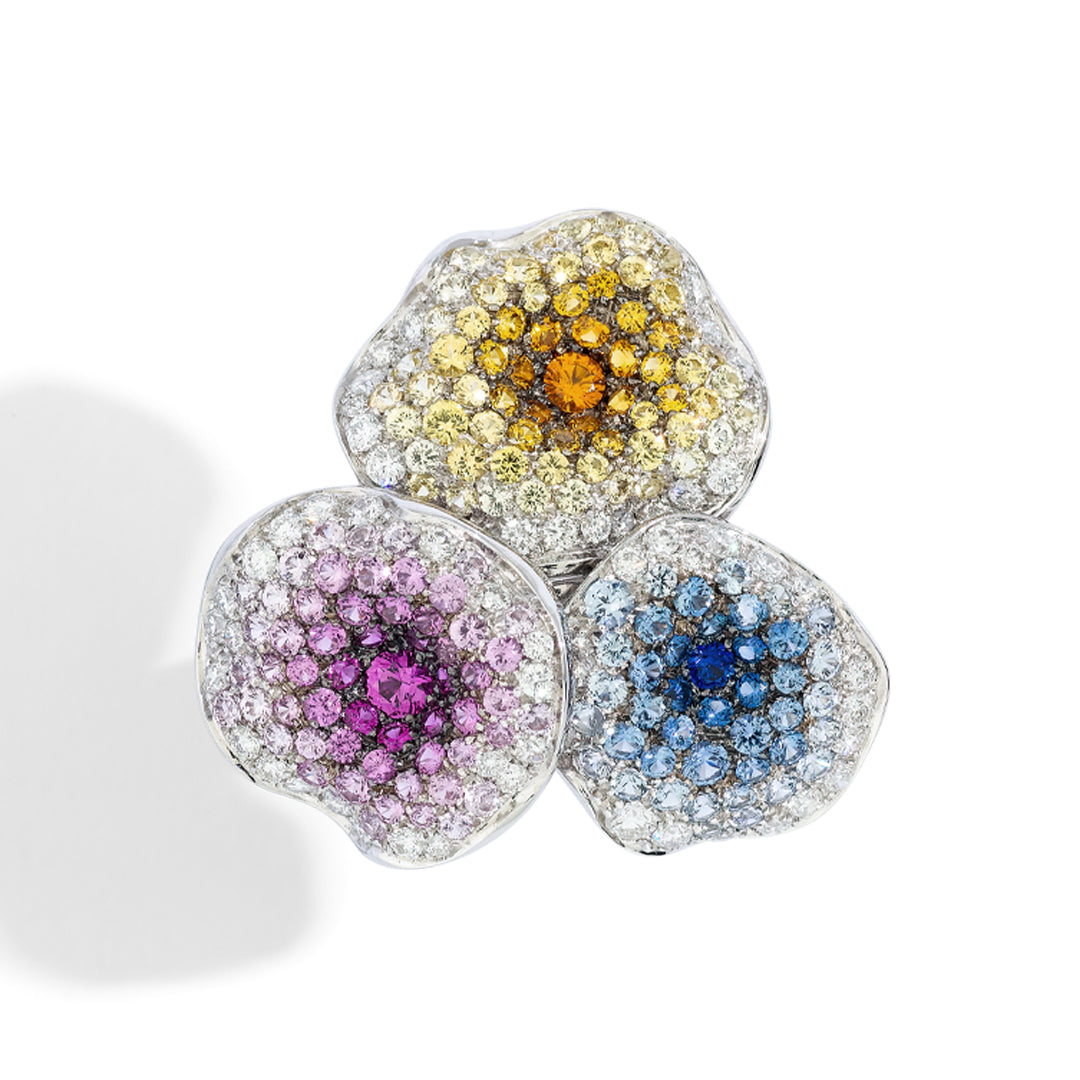 Gioiello in oro bianco Anello Moon Flowers Palmiero