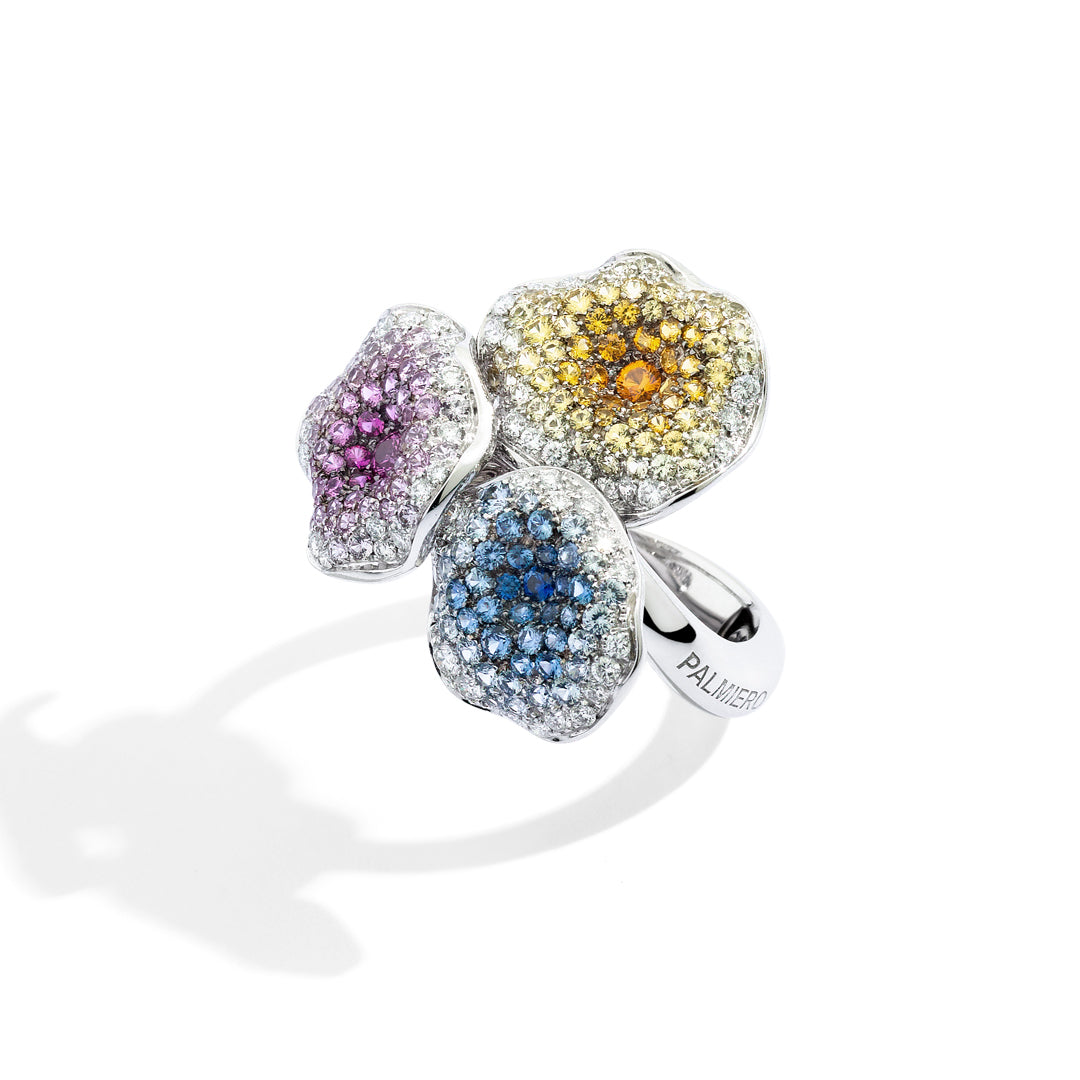 Ring in white gold Moon Flowers Ring Palmiero