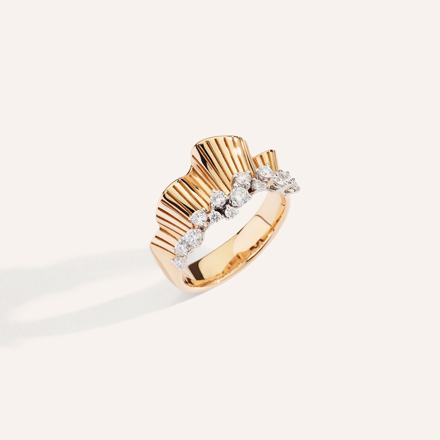 Gioiello in oro bianco e oro rosa Anello Rays of Sun Palmiero