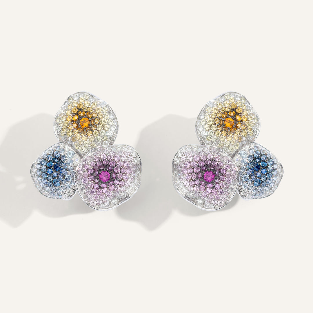 Gioiello in oro bianco Orecchini Moon Flowers Palmiero