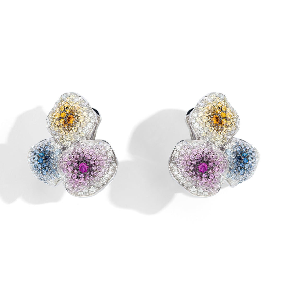 Earrings in white gold Moon Flowers Earrings Palmiero