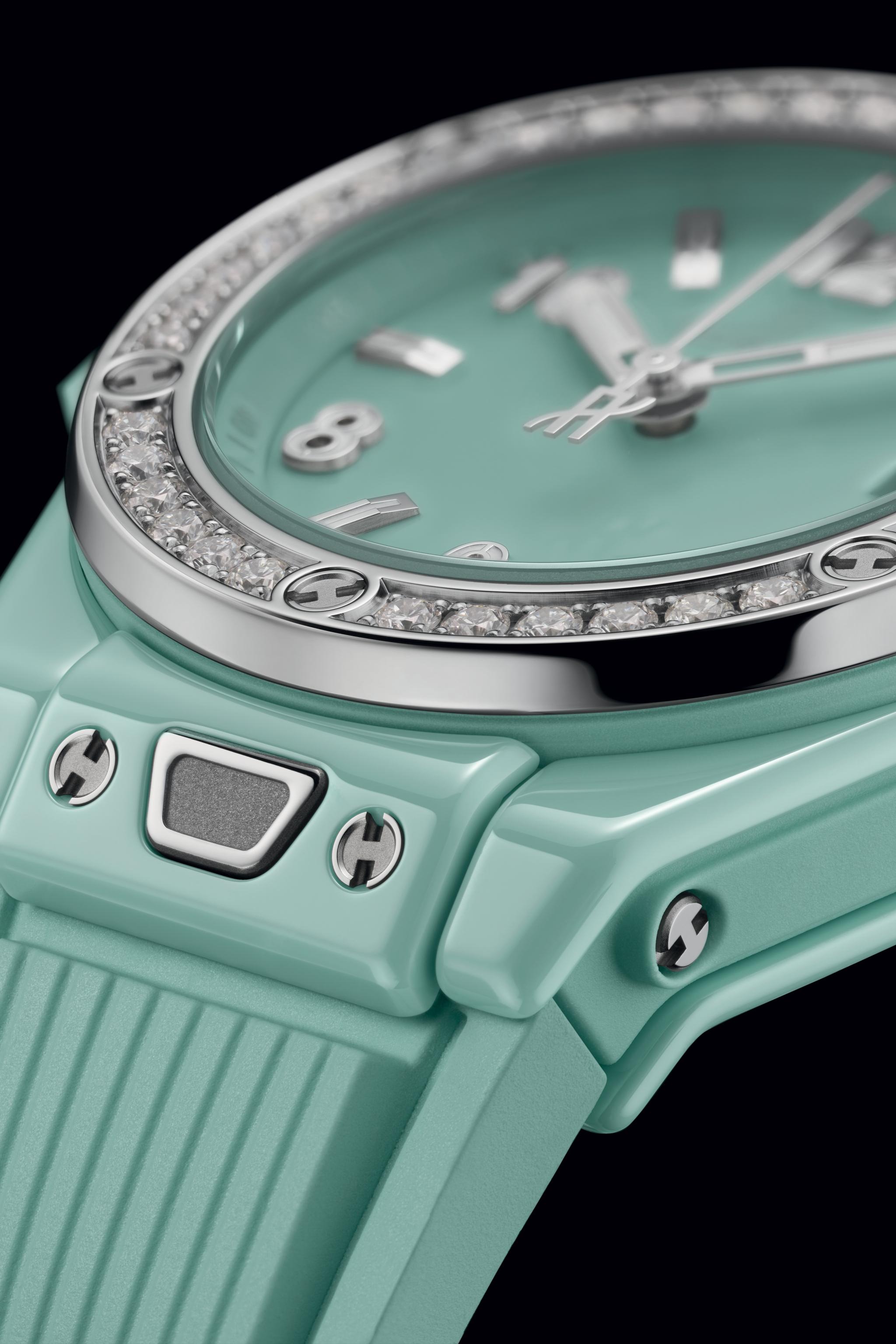Orologio in ceramica verde Big Bang One Click Mint Green Ceramic Diamonds Hublot