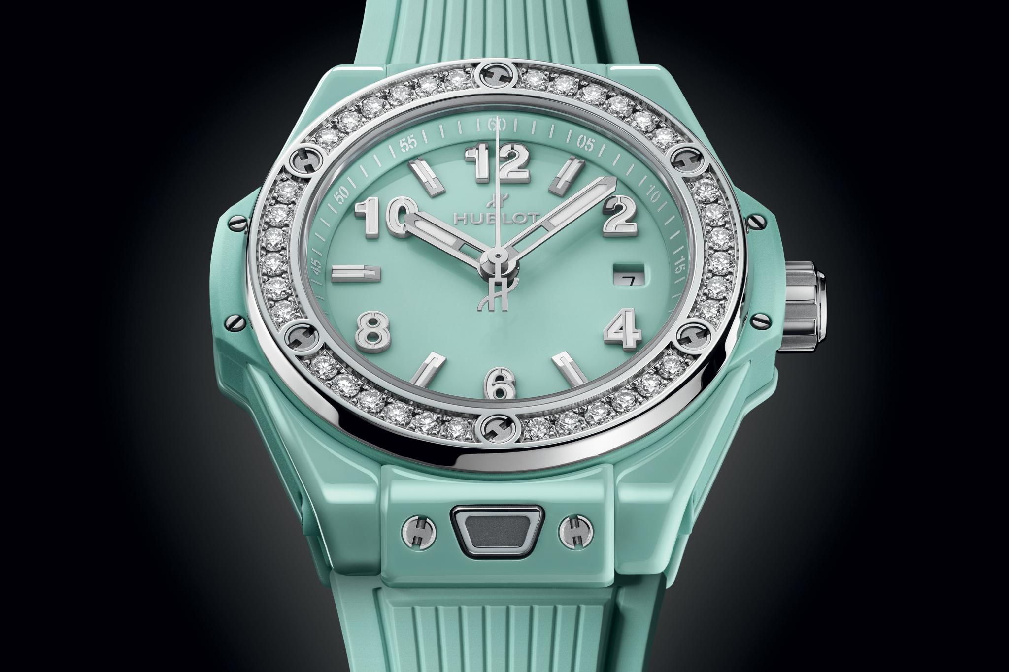 Big Bang One Click Mint Green Ceramic Diamonds4