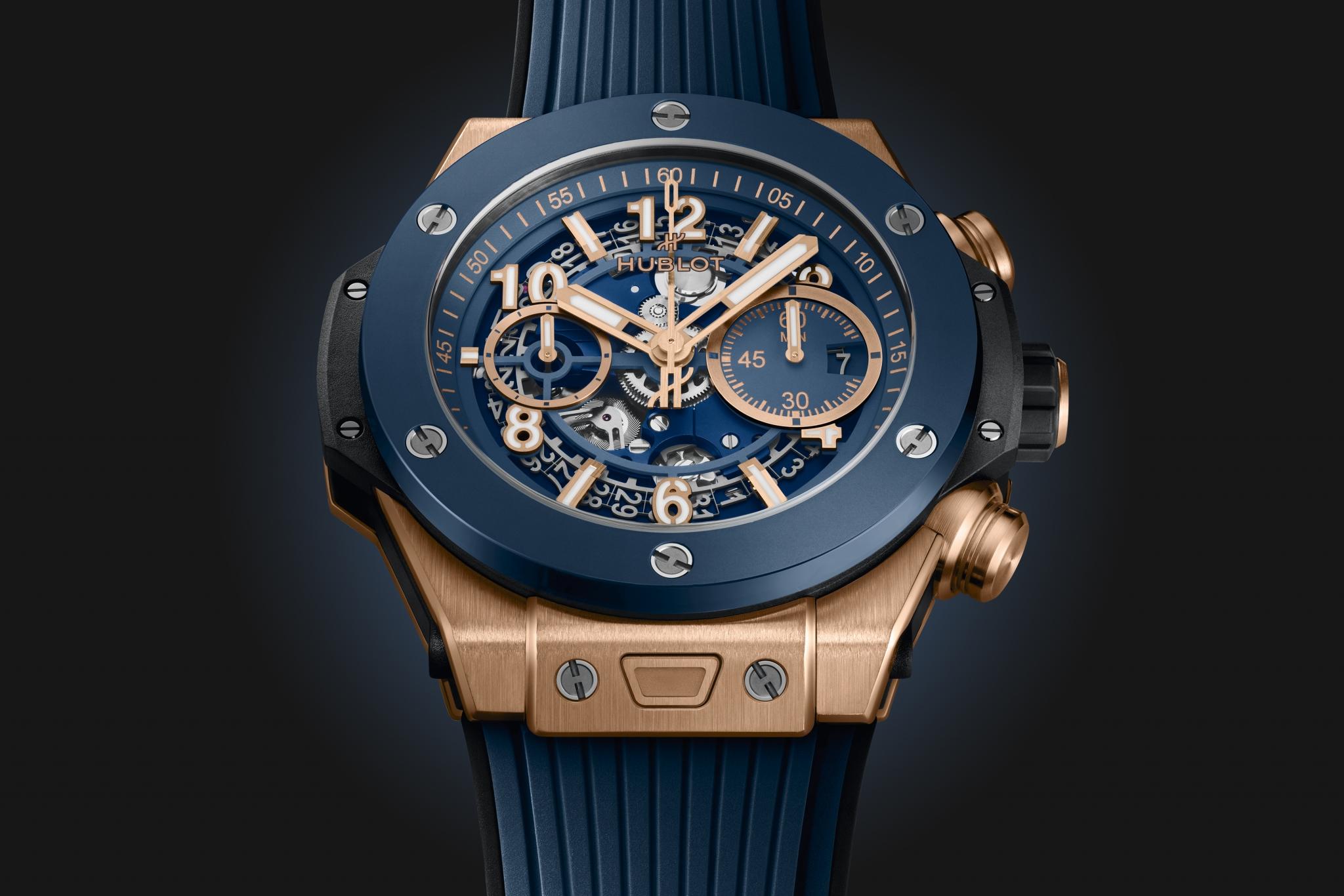Watch in rose gold Big Bang Unico King Gold Blue Ceramic Hublot