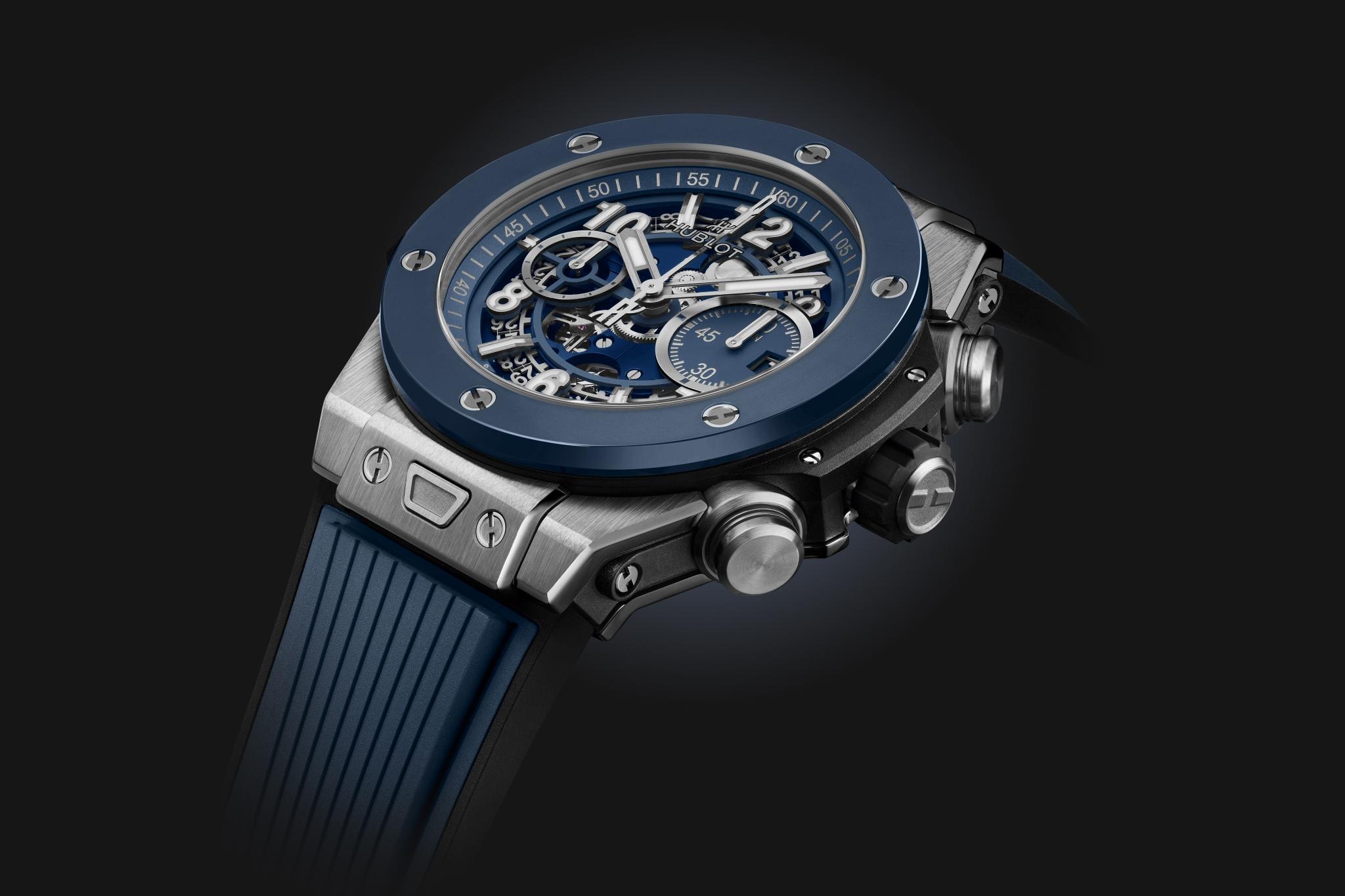 Watch in titanium Big Bang Unico Titanium Blue Ceramic Hublot