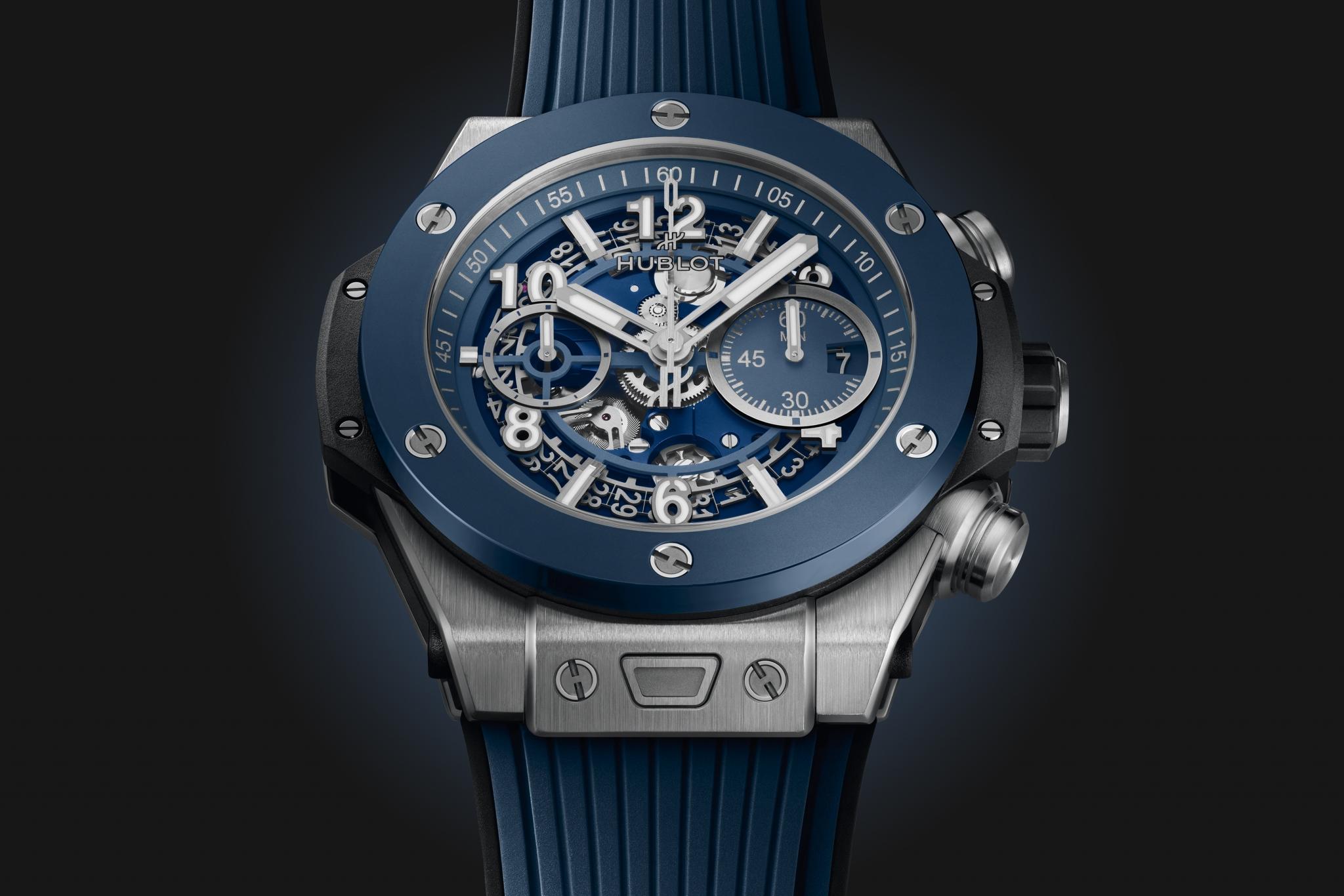 Watch in titanium Big Bang Unico Titanium Blue Ceramic Hublot