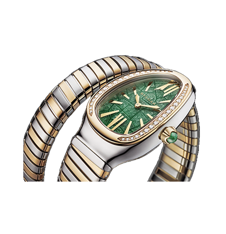 Orologio in acciaio e oro giallo Serpenti Tubogas Bulgari