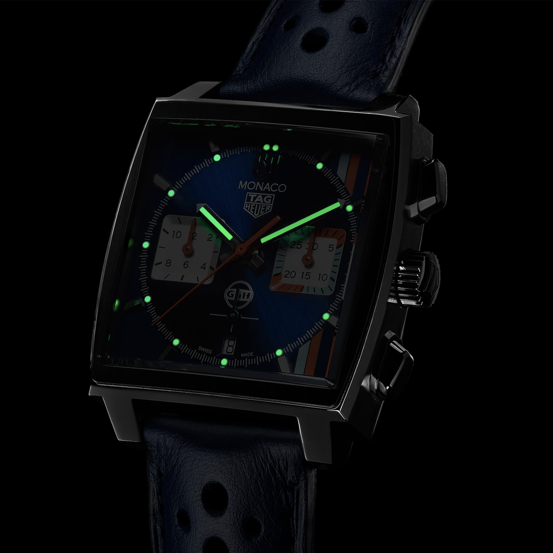 Orologio in acciaio Monaco Chronograph x Gulf Tag heuer