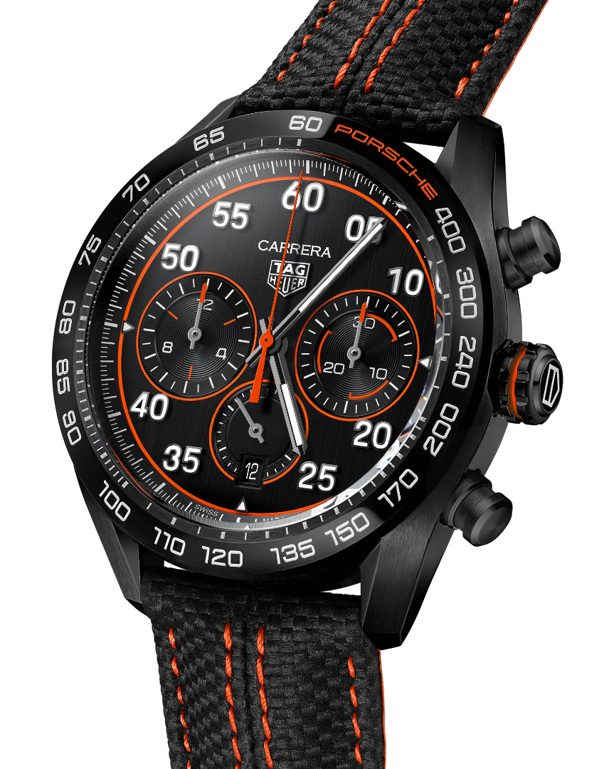 Orologio in acciaio e ceramica Carrera Chronograph x Porsche Orange Racing Tag heuer