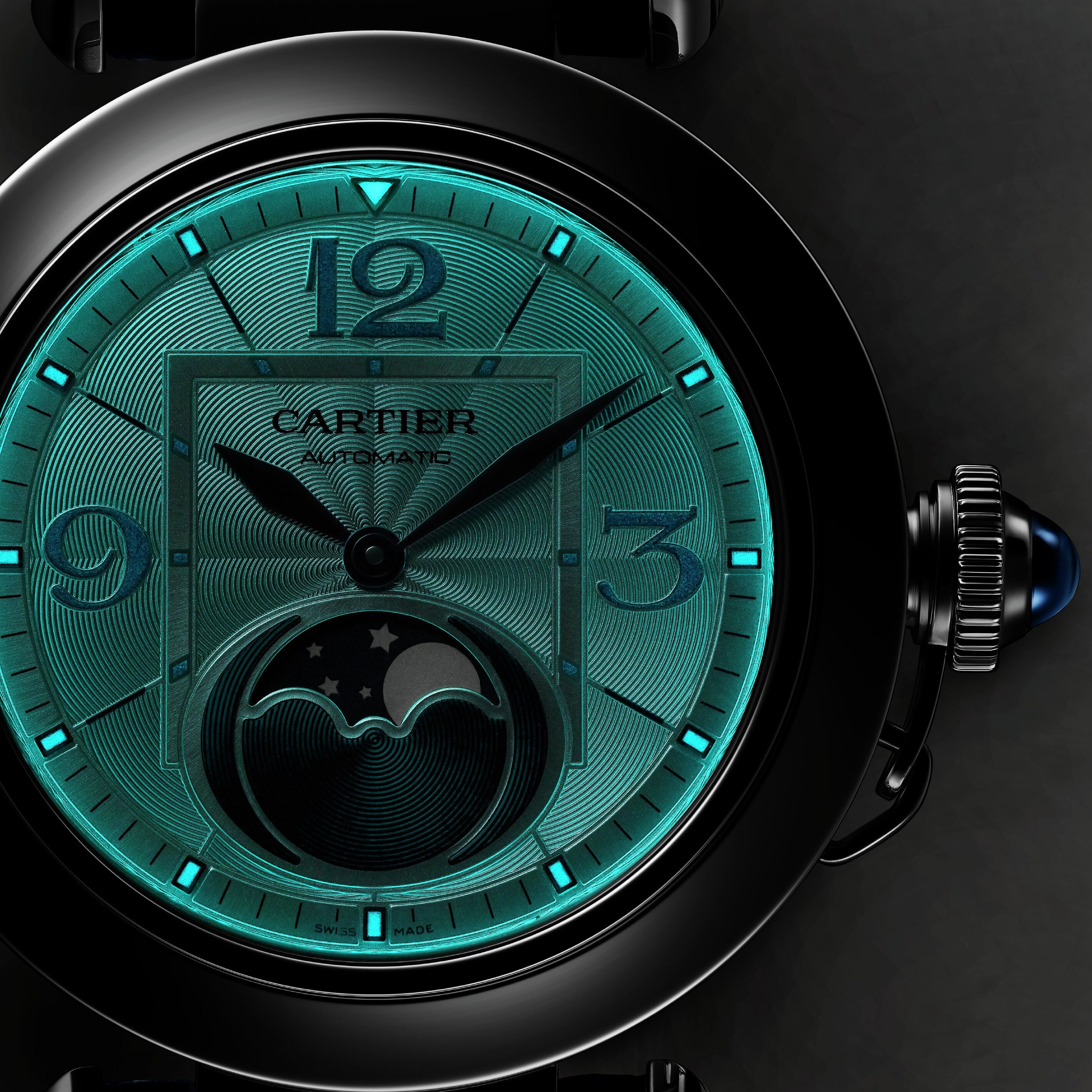 Orologio in acciaio Pasha Phases de Lune Cartier