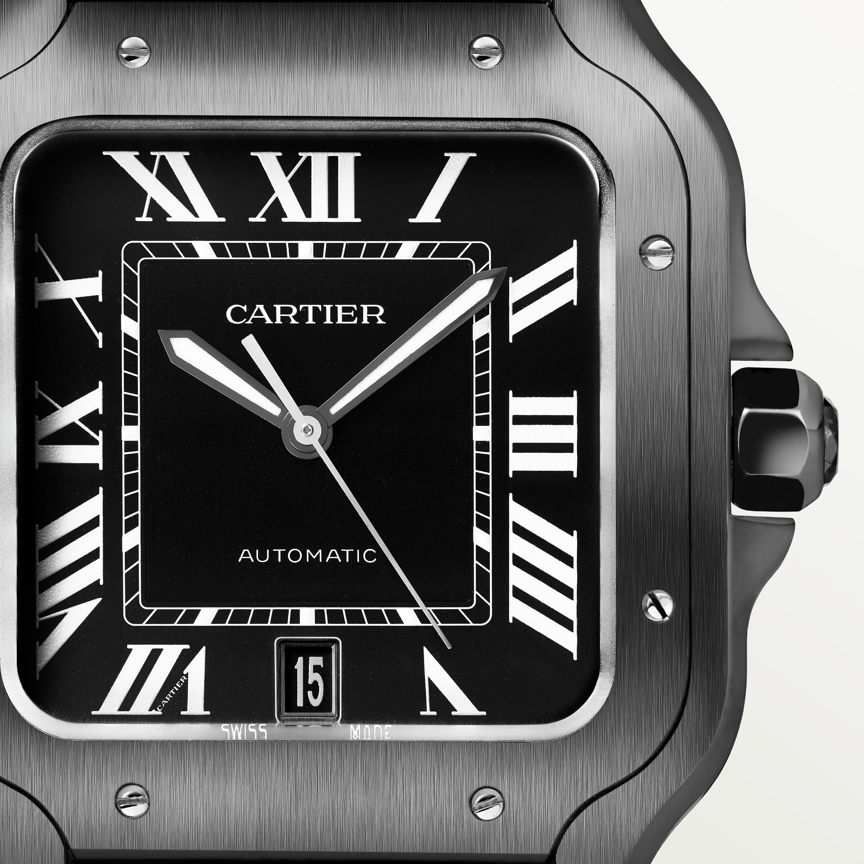 Watch in dlc-coated steel Santos de Cartier Cartier