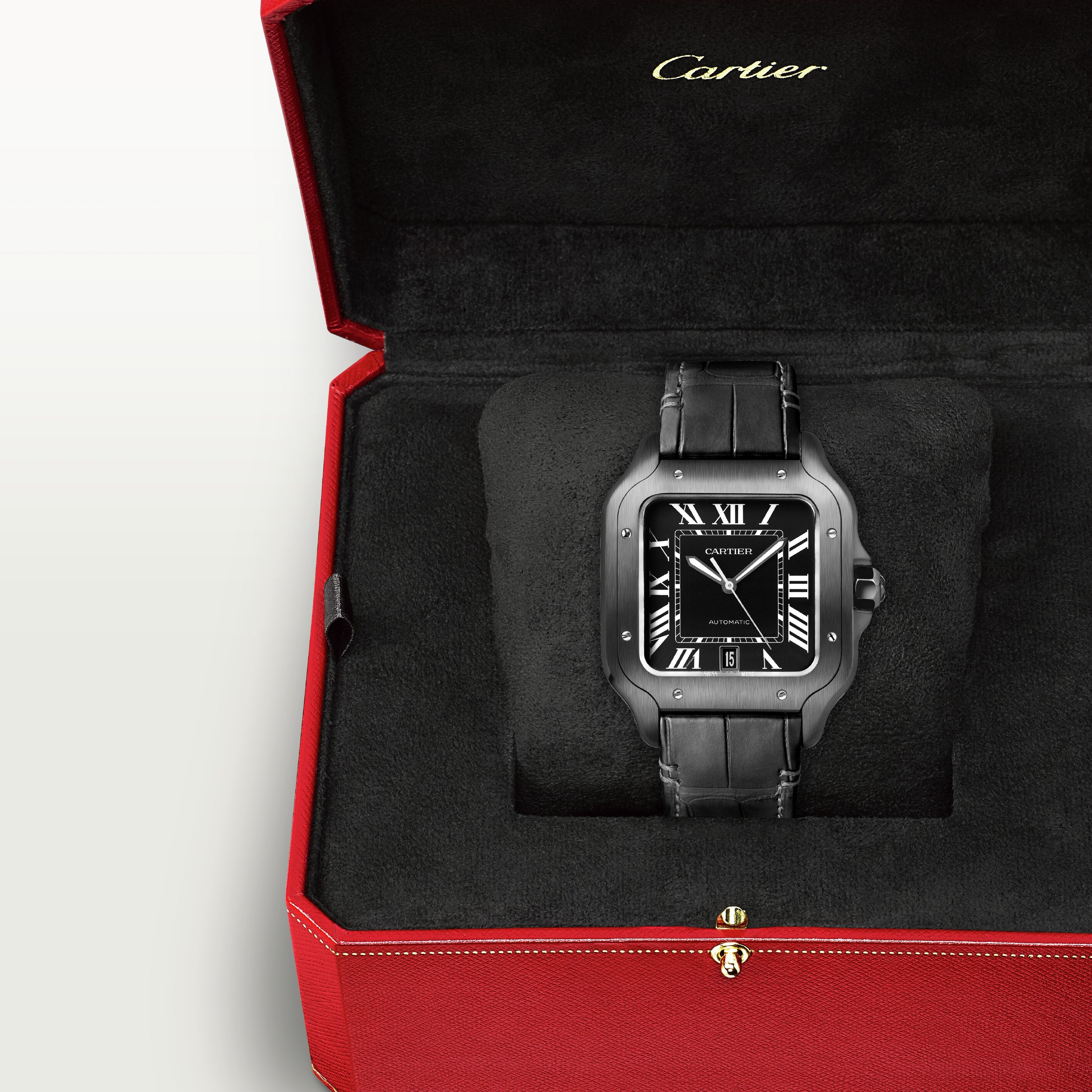 Watch in dlc-coated steel Santos de Cartier Cartier