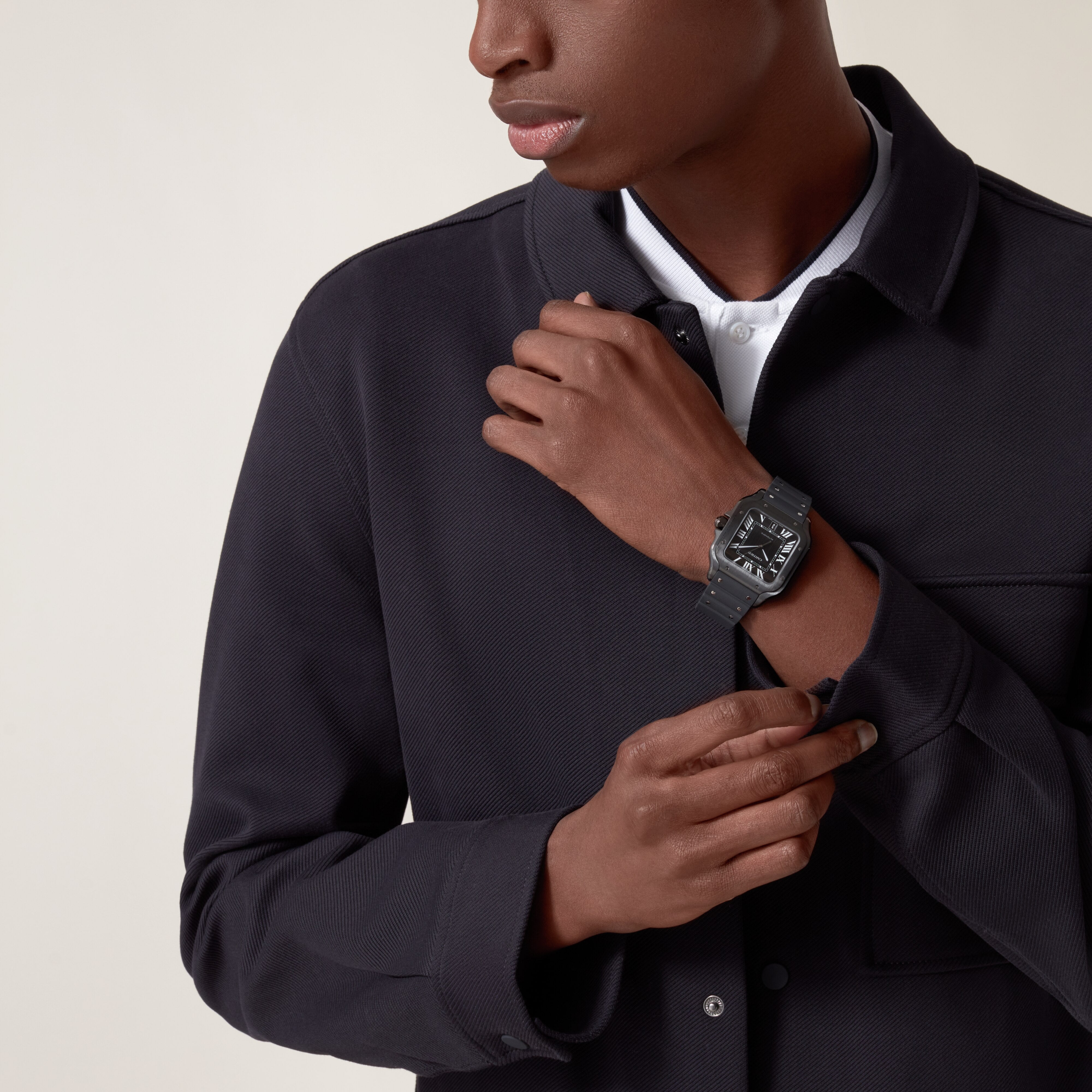 Watch in dlc-coated steel Santos de Cartier Cartier