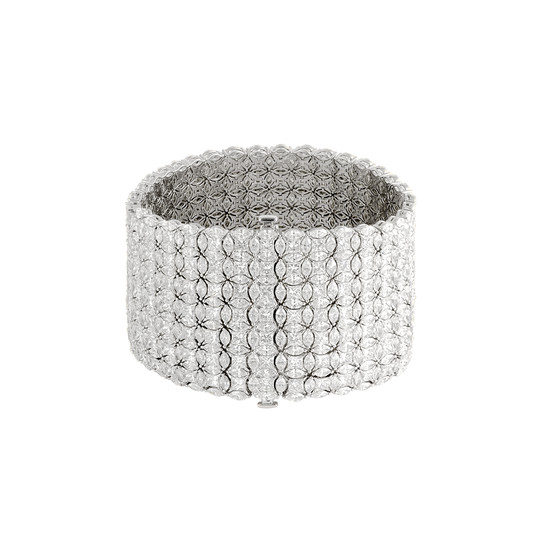 Gioiello in oro bianco Bracciale Manchette Diade in oro bianco con diamanti Pisa diamanti