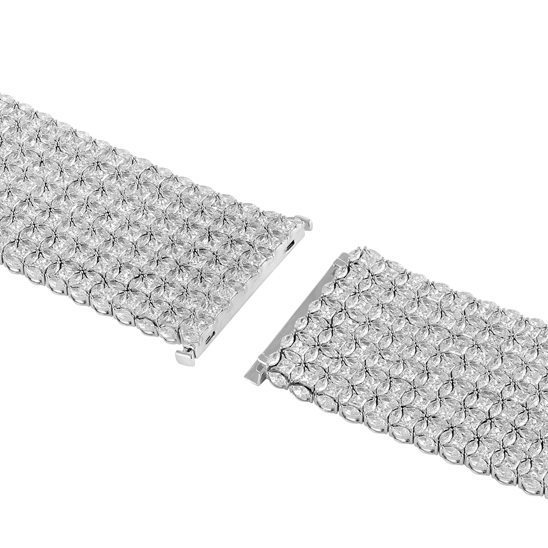 Gioiello in oro bianco Bracciale Manchette Diade in oro bianco con diamanti Pisa diamanti