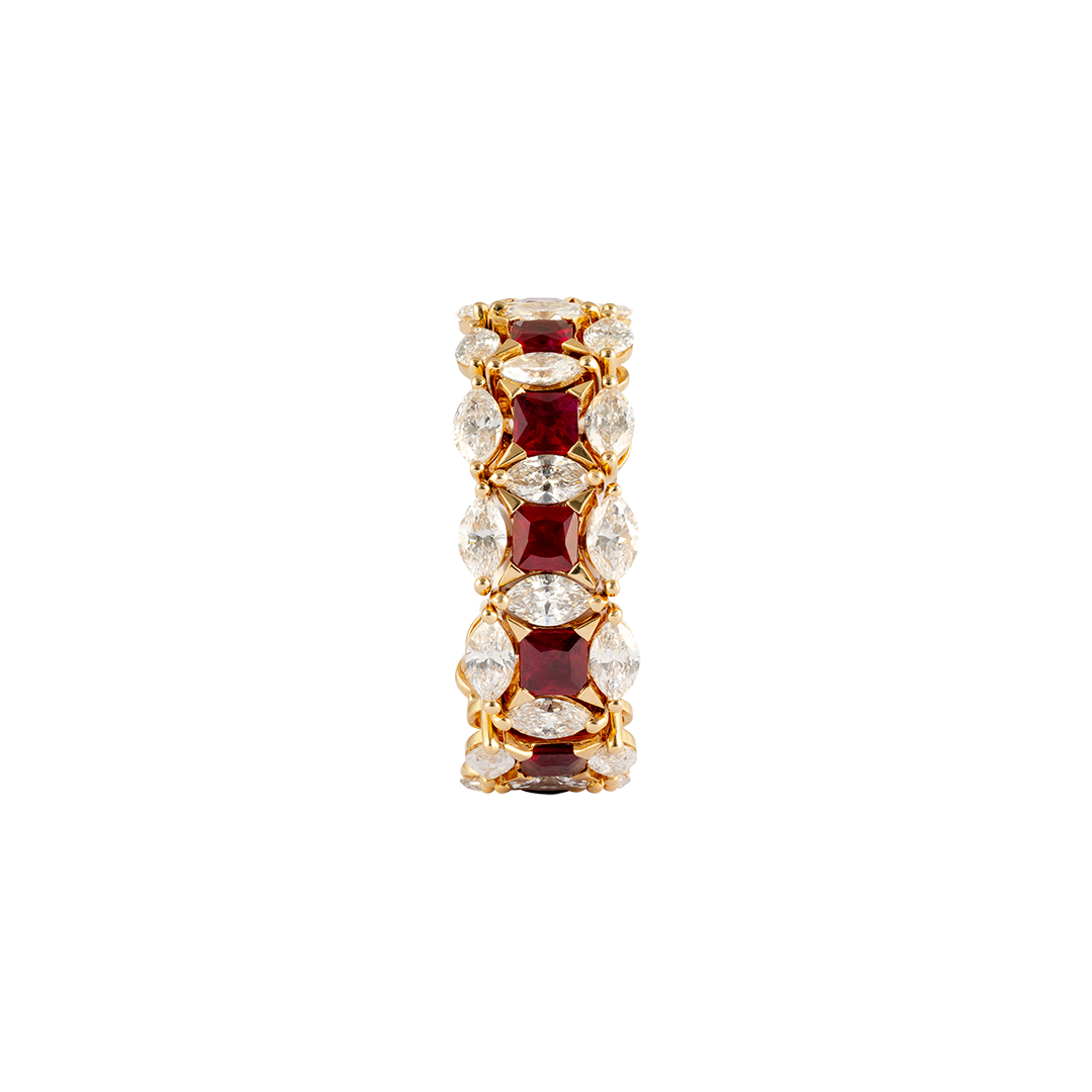 Anello Diade in oro rosa con diamanti e rubini4