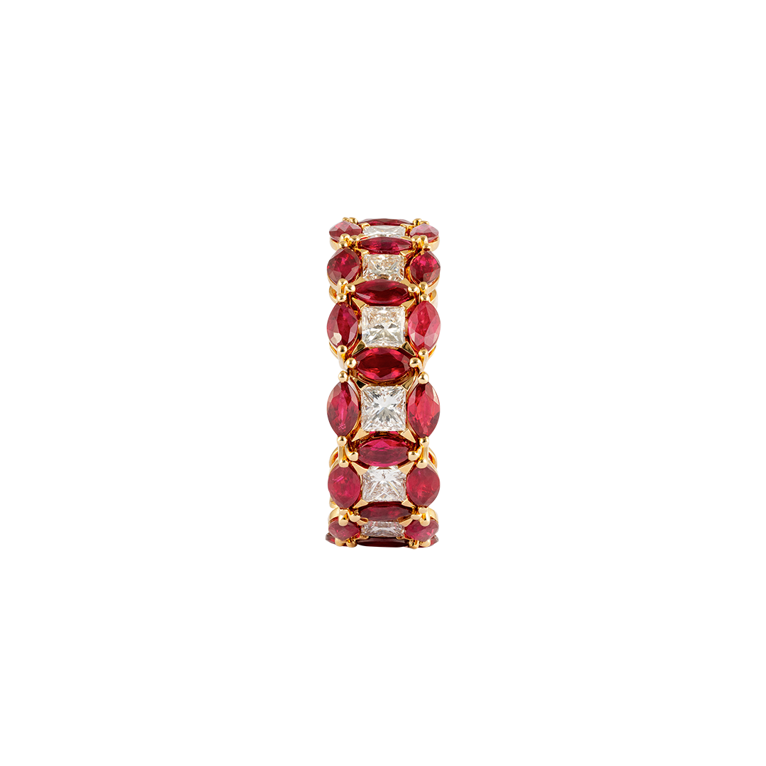 Diade rose gold Ring with diamonds and rubies4