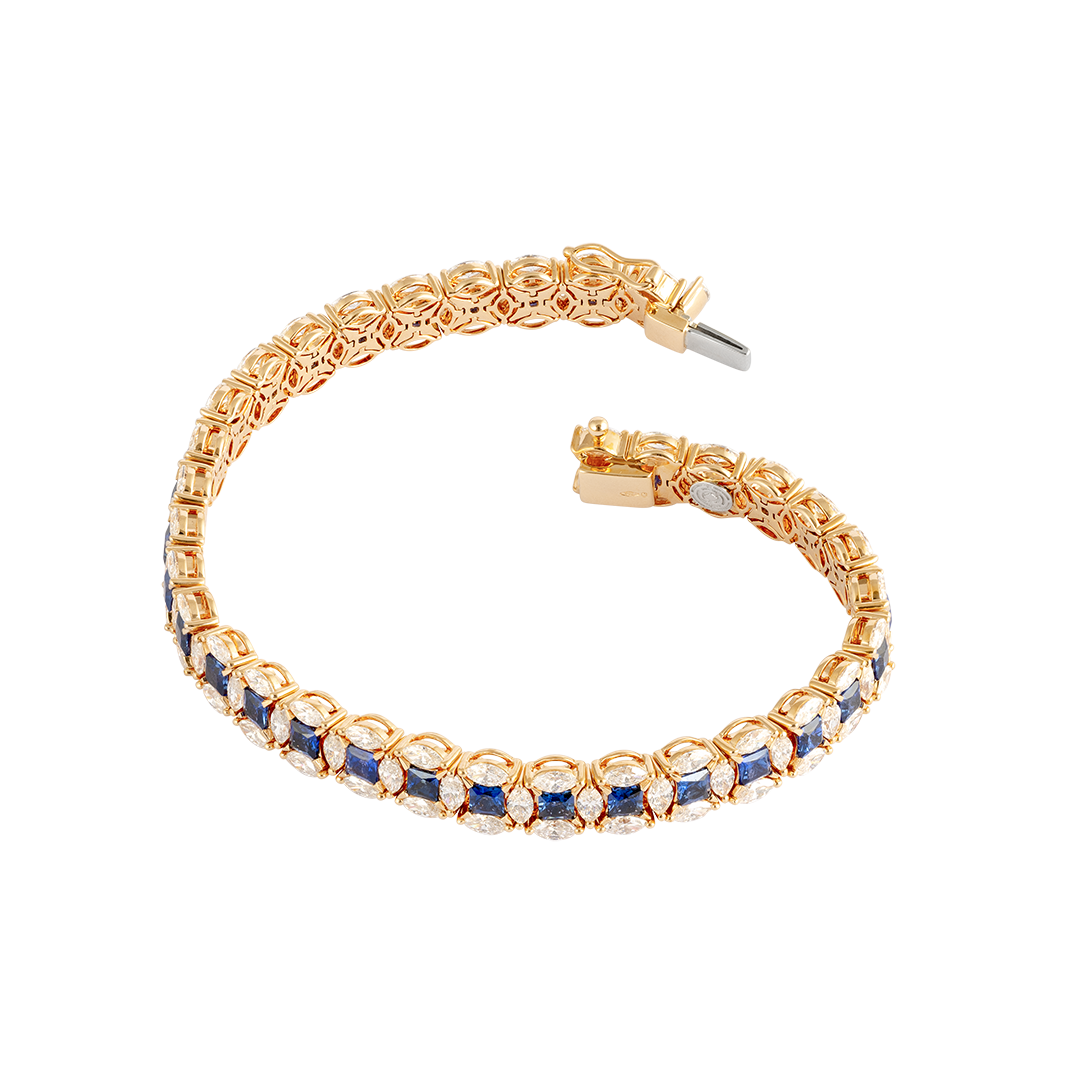 Gioiello in oro rosa Bracciale Diade in oro rosa con diamanti e zaffiri Pisa diamanti