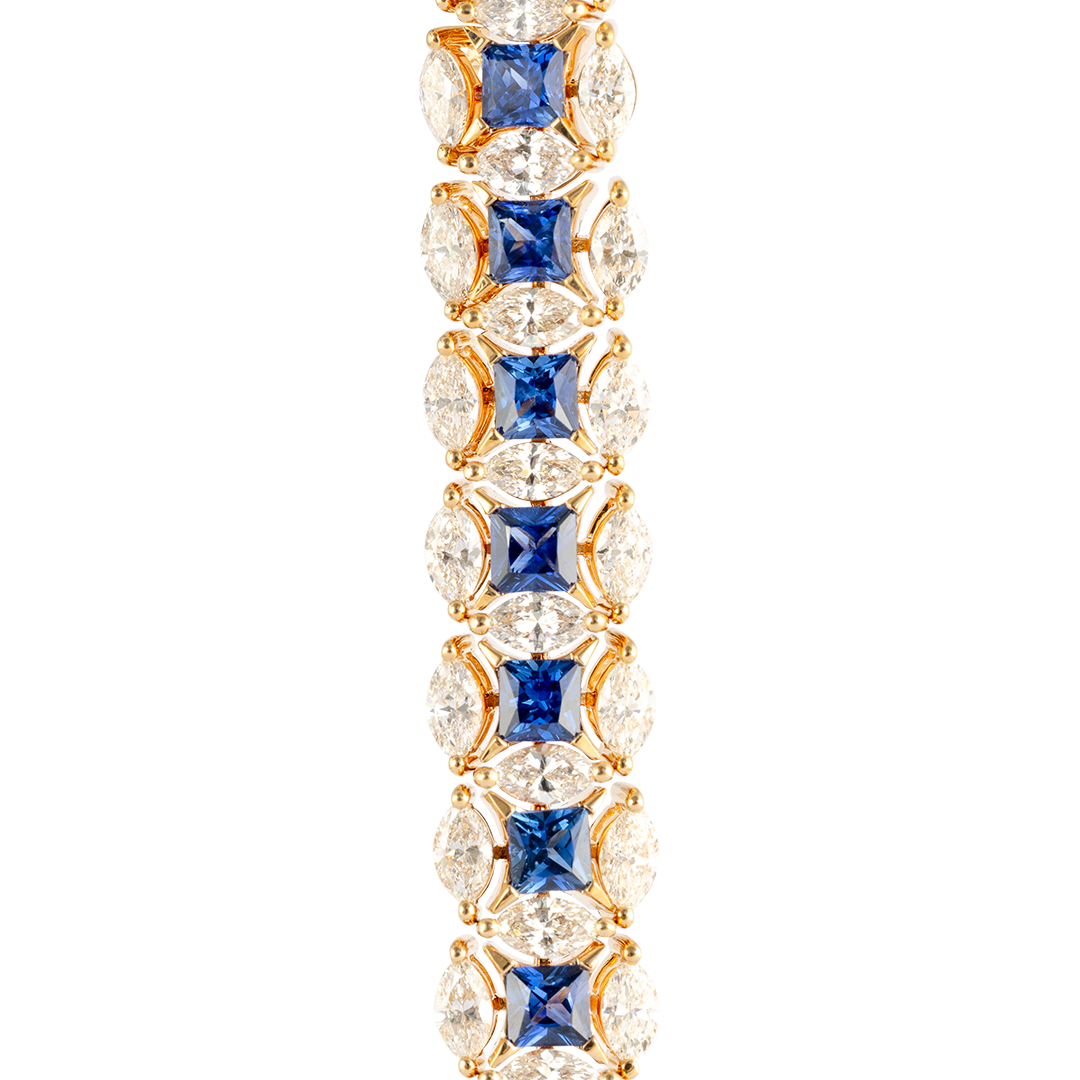 Gioiello in oro rosa Bracciale Diade in oro rosa con diamanti e zaffiri Pisa diamanti