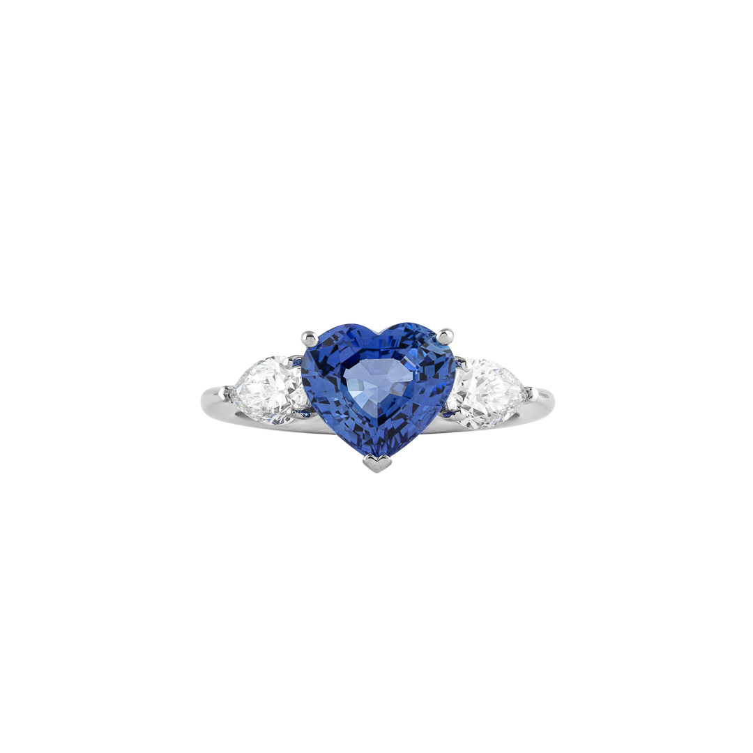 Anello Unique in oro bianco con zaffiro blu e diamanti4