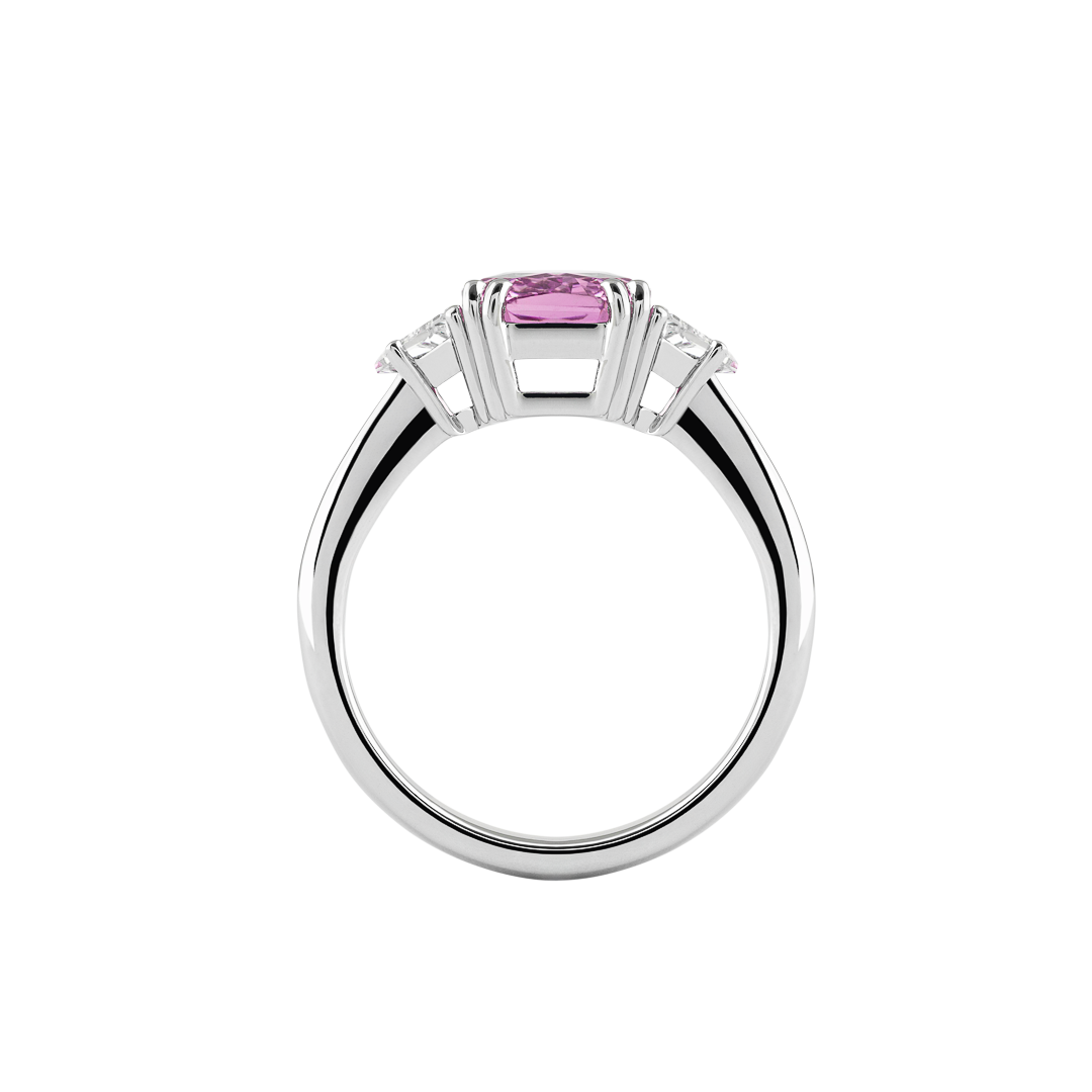 Anello Unique in oro bianco con zaffiro rosa e diamanti3