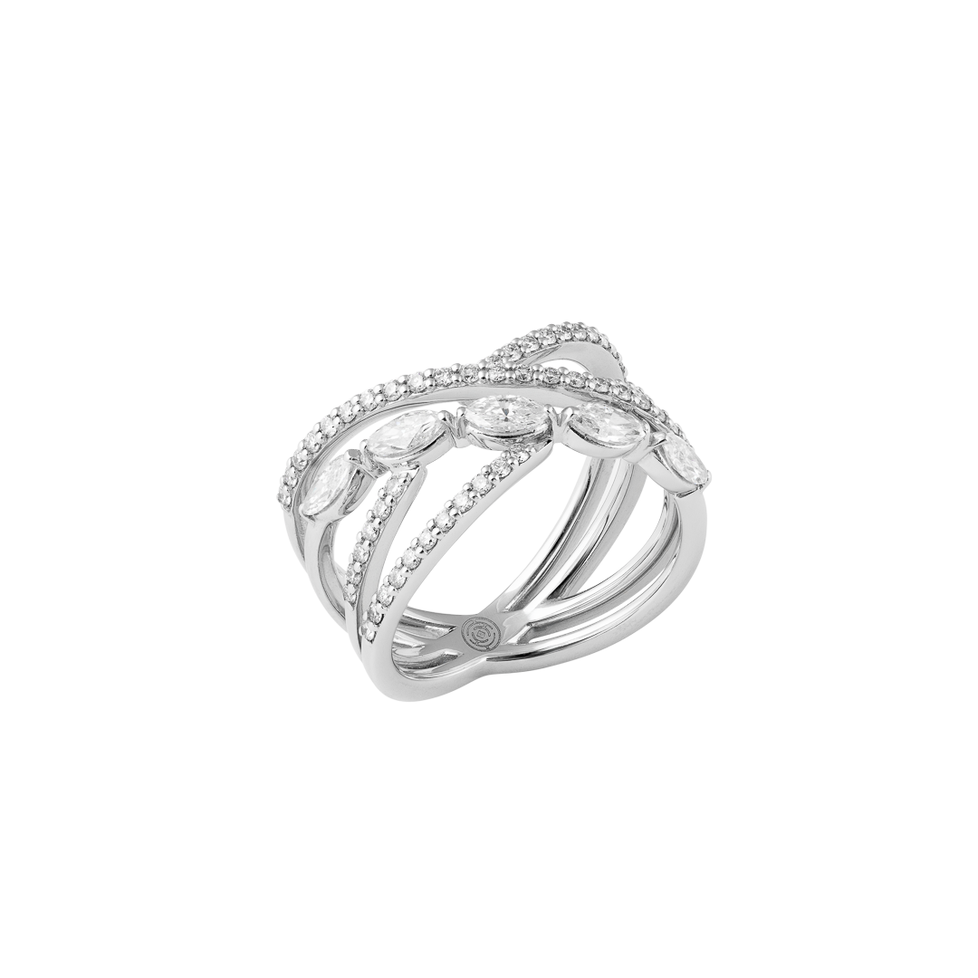 Anello Lyra in oro bianco con diamanti