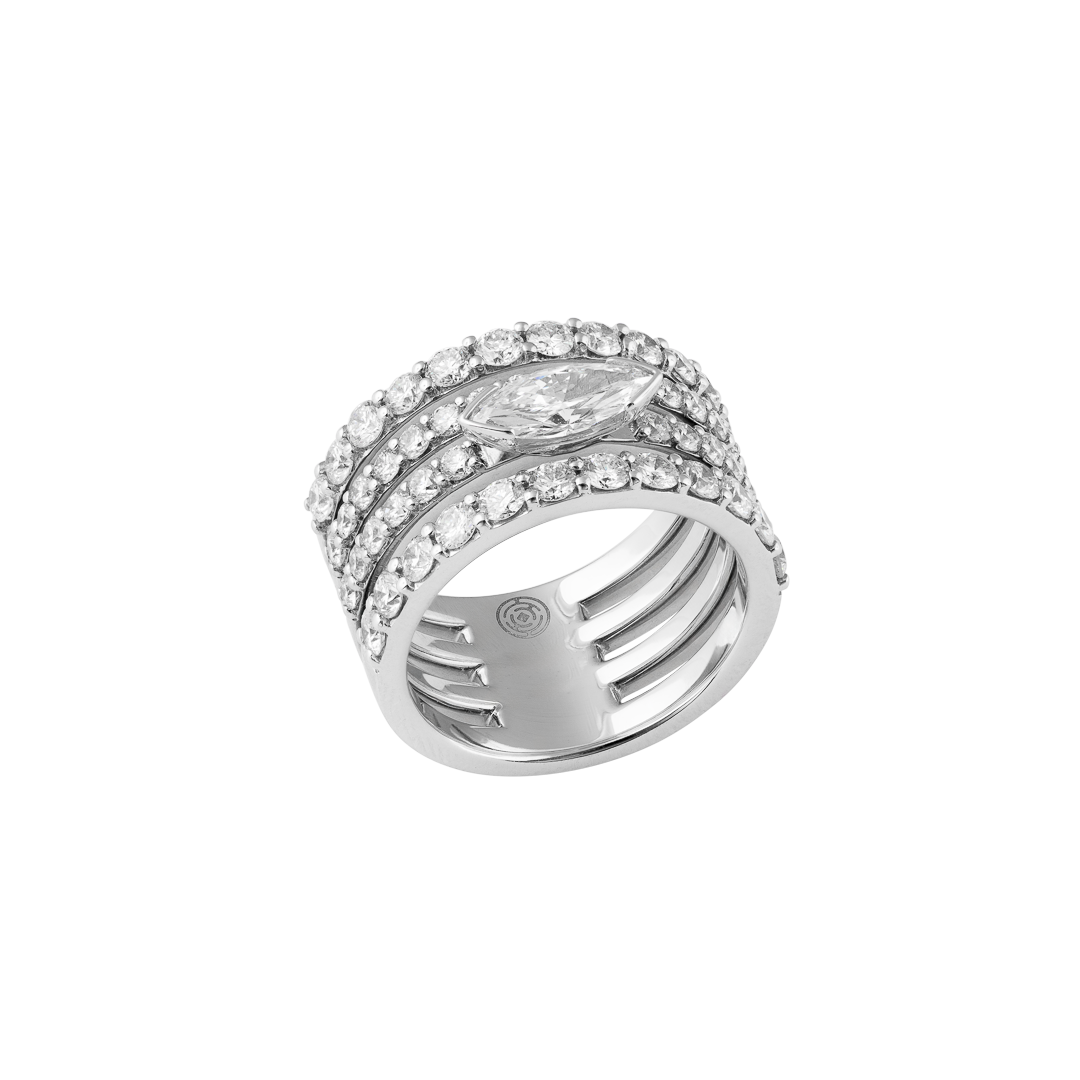 Anello Lyra in oro bianco con diamanti