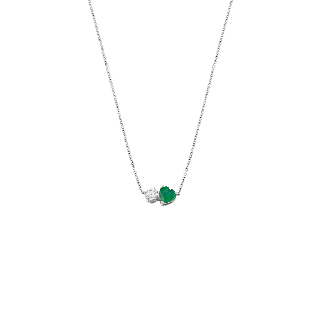 Gioiello in white gold Diva white gold necklace with diamond and emerald Pisa diamanti