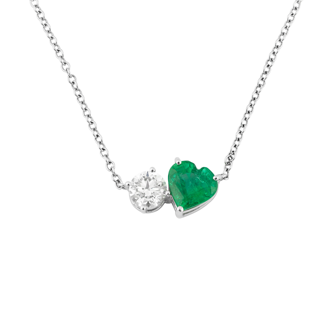 Gioiello in white gold Diva white gold necklace with diamond and emerald Pisa diamanti