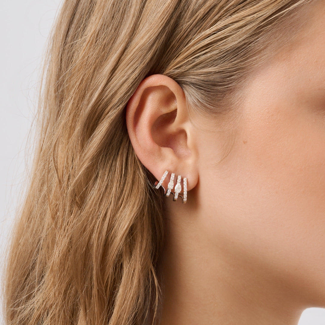 Earrings in white gold Lyra white gold earrings with diamonds Pisa diamanti