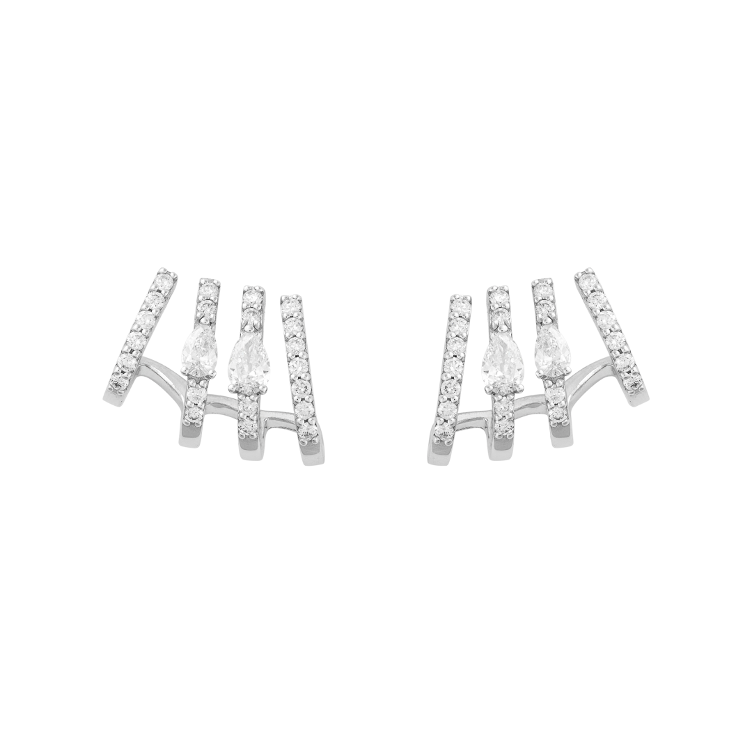 Earrings in white gold Lyra white gold earrings with diamonds Pisa diamanti