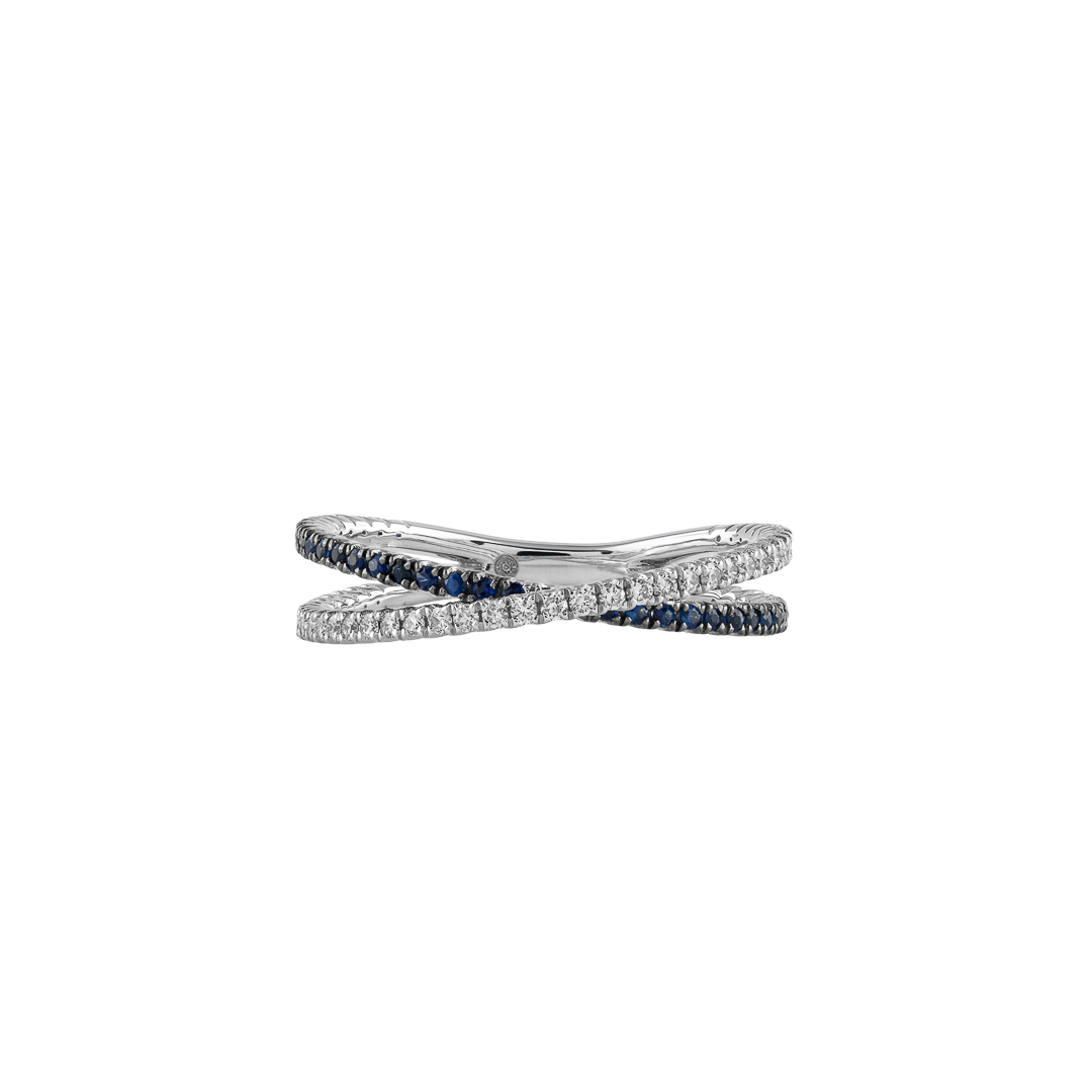 Ring in white gold White gold Iris ring with blue sapphires Pisa diamanti