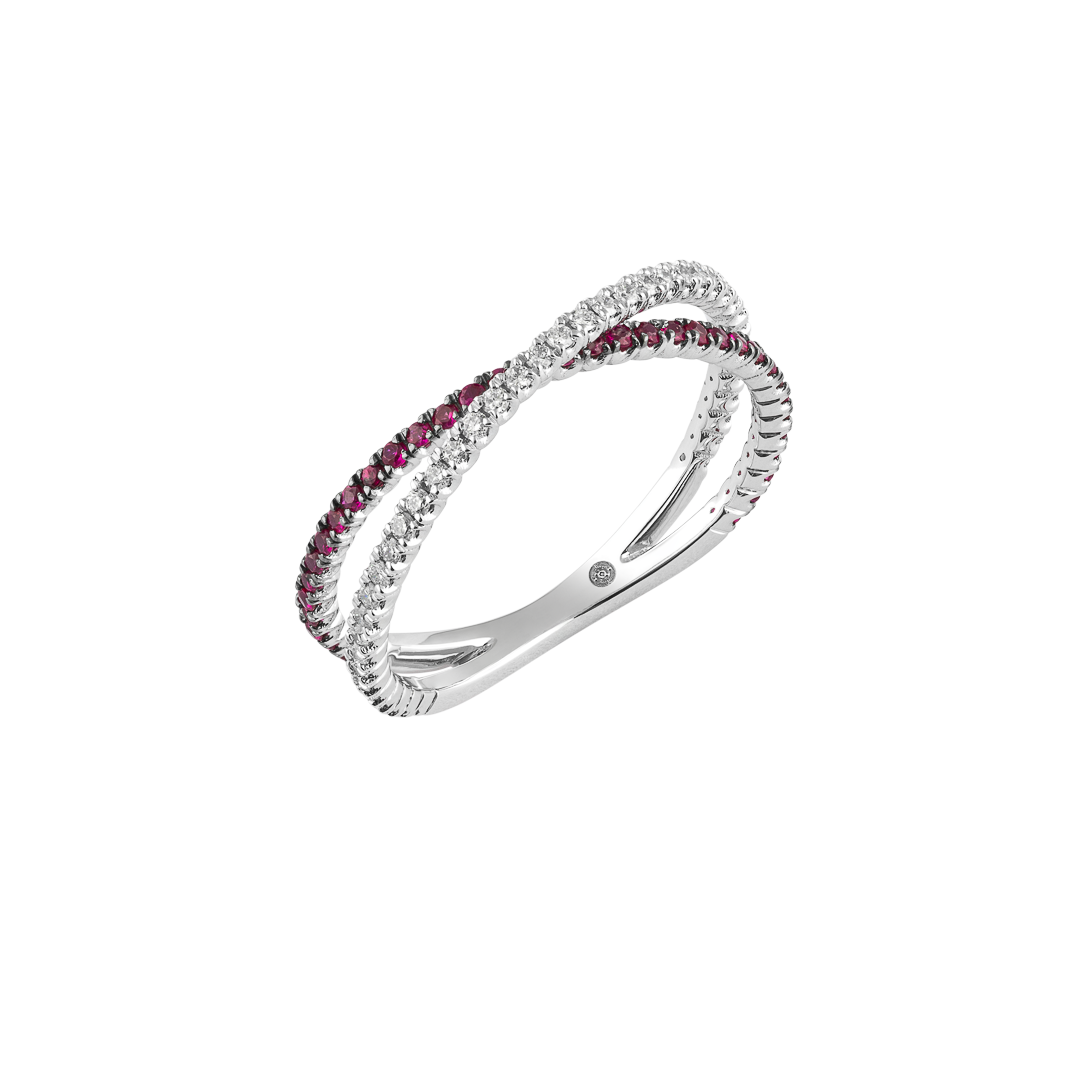 Ring in white gold White gold Iris ring with rubies Pisa diamanti