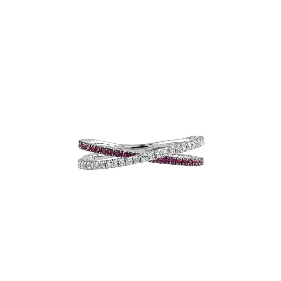 Gioiello in oro bianco Anello Iris in oro bianco e rubini Pisa diamanti