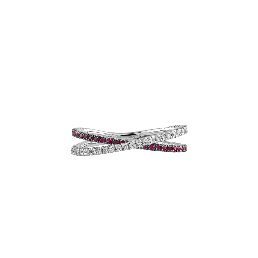 Ring in white gold White gold Iris ring with rubies Pisa diamanti
