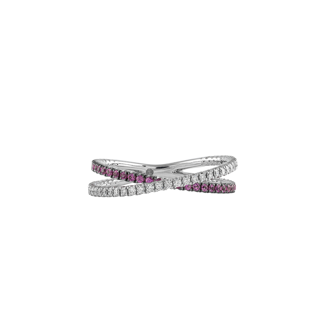 Ring in white gold White gold Iris ring with pink sapphires Pisa diamanti