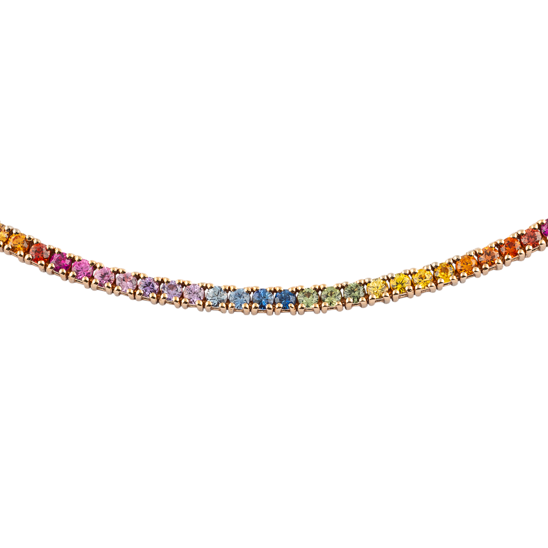 Gioiello in oro rosa Collana Iris in oro rosa e zaffiri Pisa diamanti