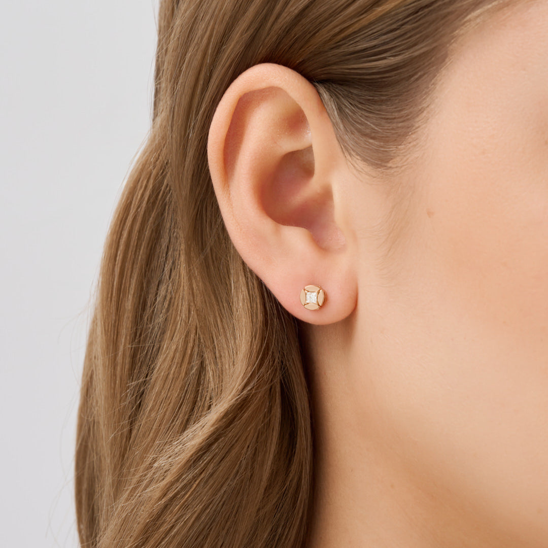 Earrings in rose gold Rose gold stud earrings with diamonds (M) Pisa diamanti