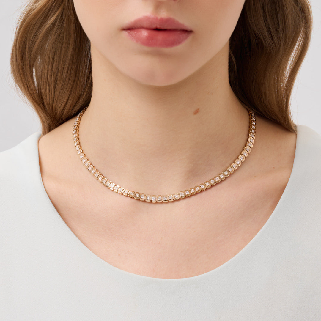 Gioiello in rose gold Diade rose gold necklace with diamonds Pisa diamanti