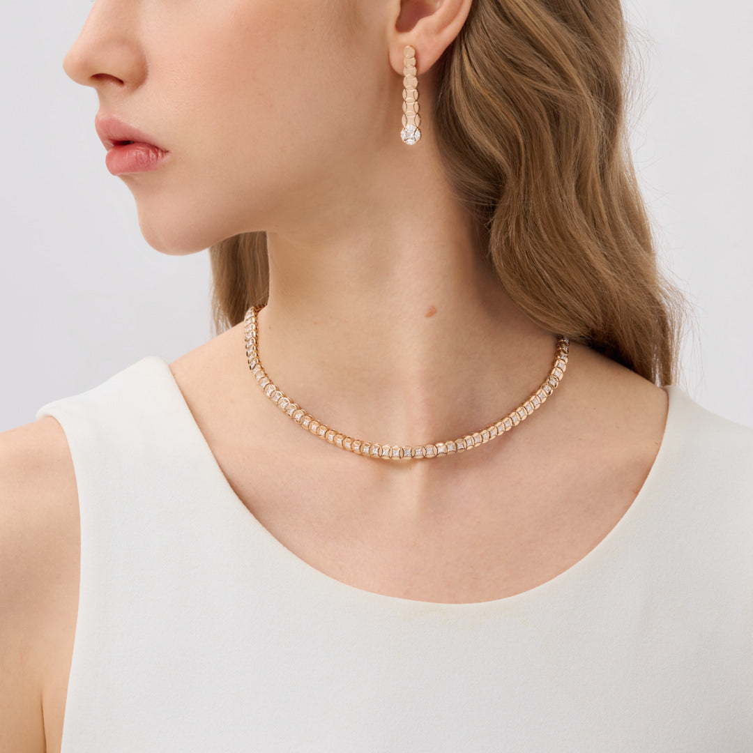 Earrings in rose gold Diade Rose gold drop earrings with diamonds Pisa diamanti