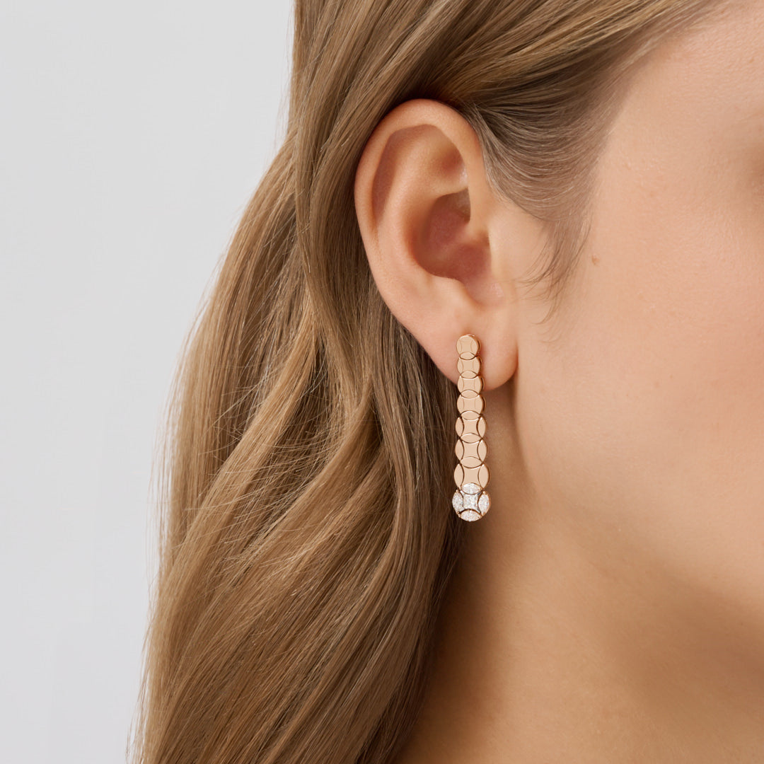 Earrings in rose gold Rose gold drop earrings with diamonds Pisa diamanti