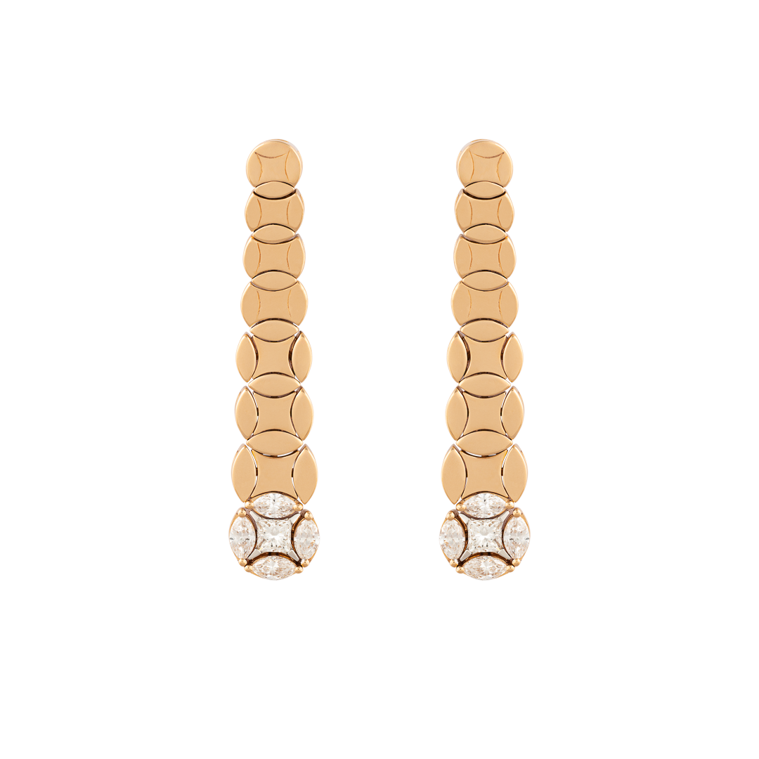 Earrings in rose gold Rose gold drop earrings with diamonds Pisa diamanti