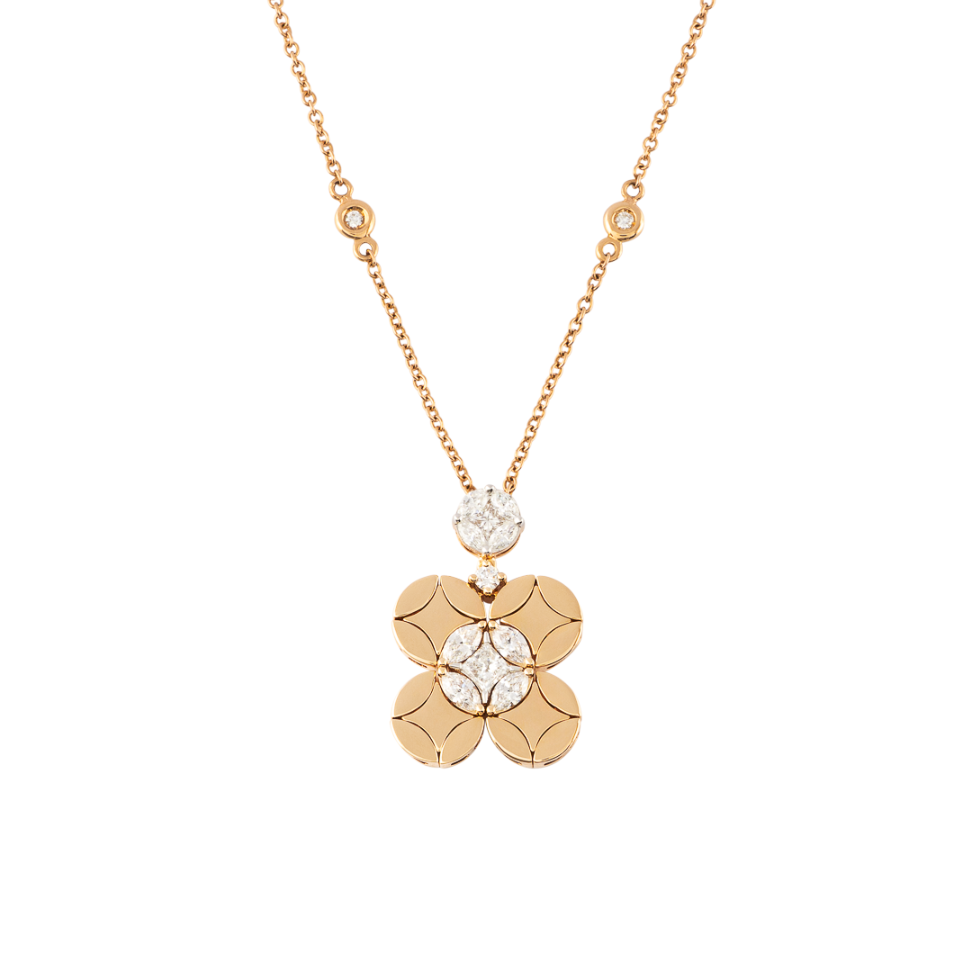 Gioiello in rose gold Diade Rose gold pendant necklace with diamonds Pisa diamanti