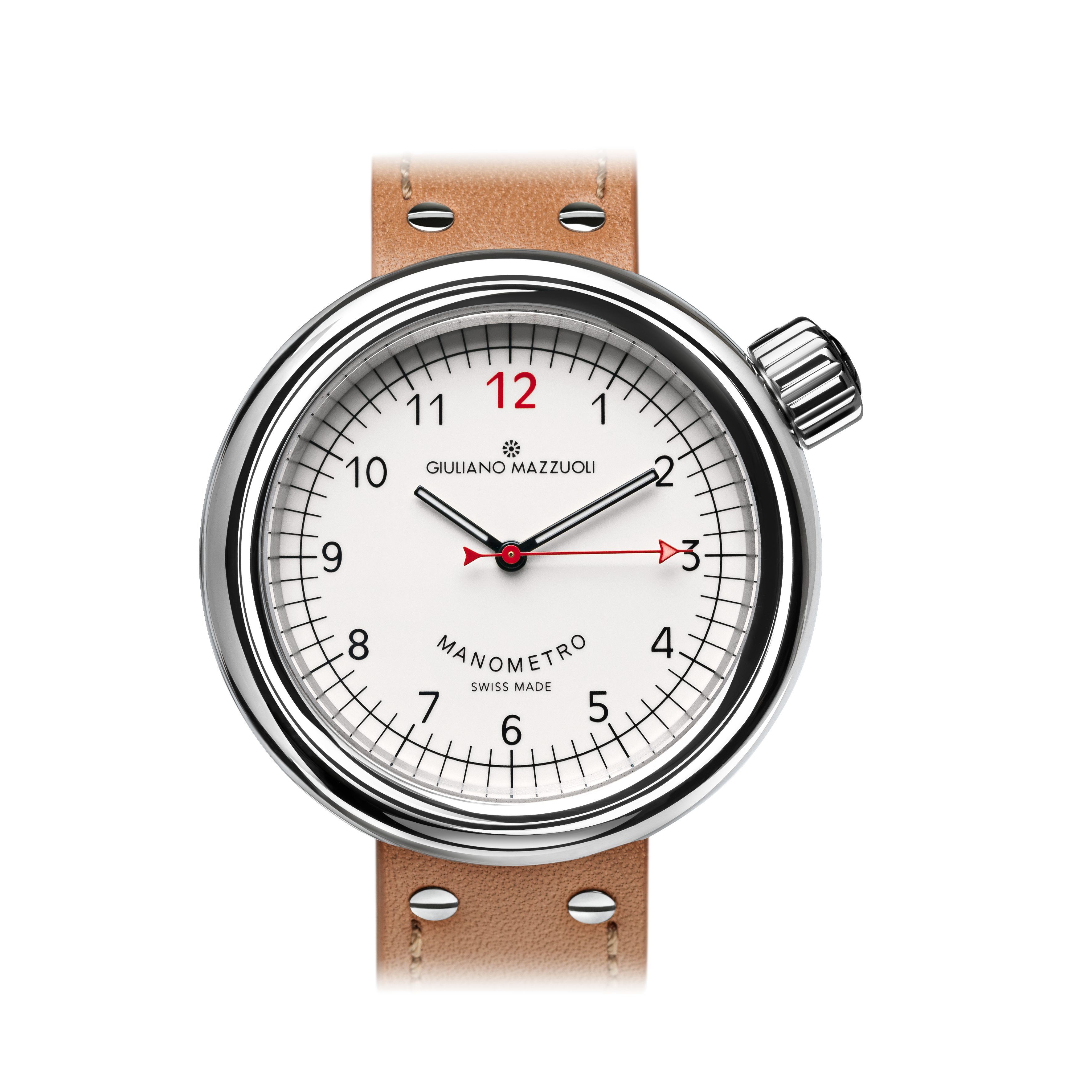 Watch in steel Manometro Polished White Mazzuoli