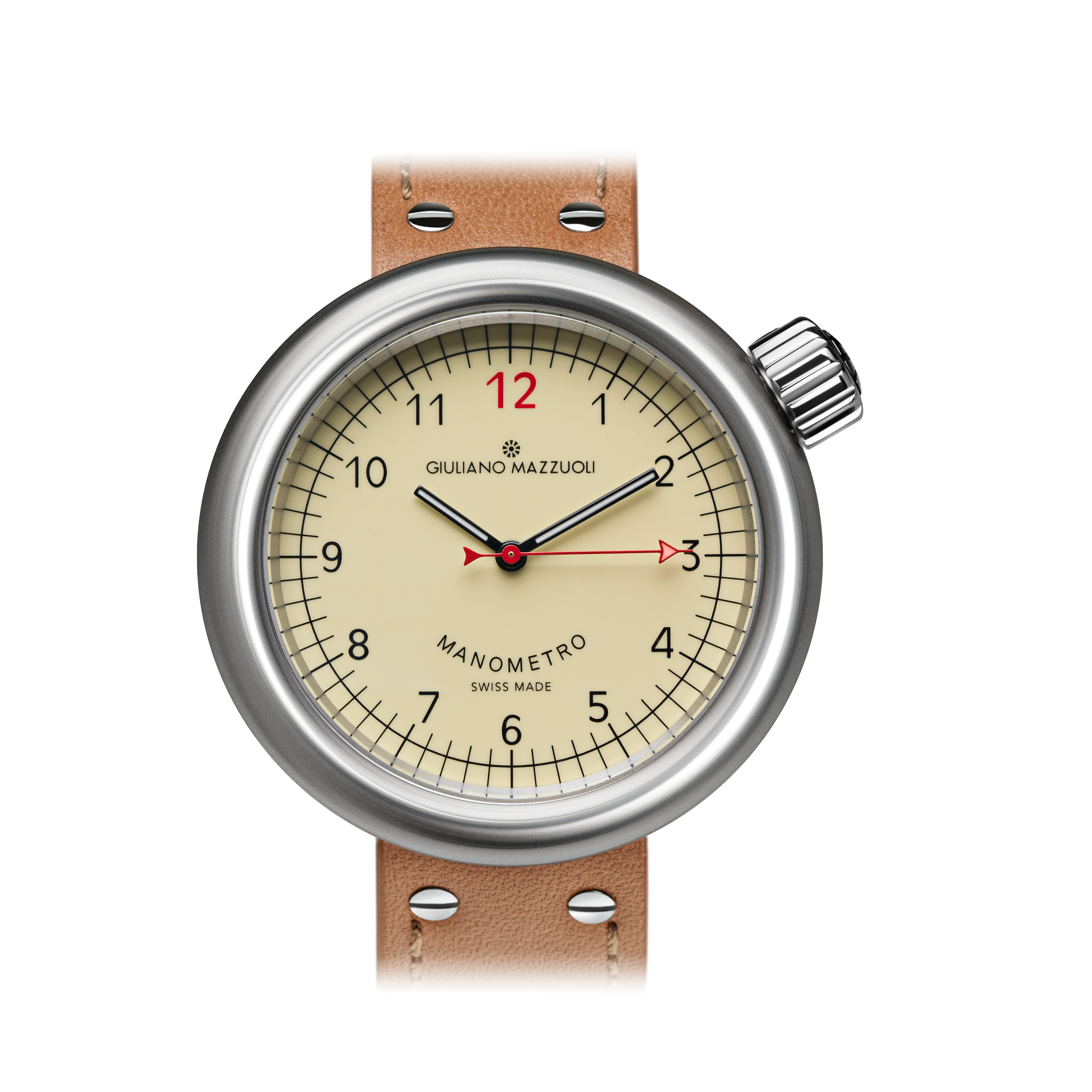 Watch in steel Manometro Brushed Ivory Mazzuoli