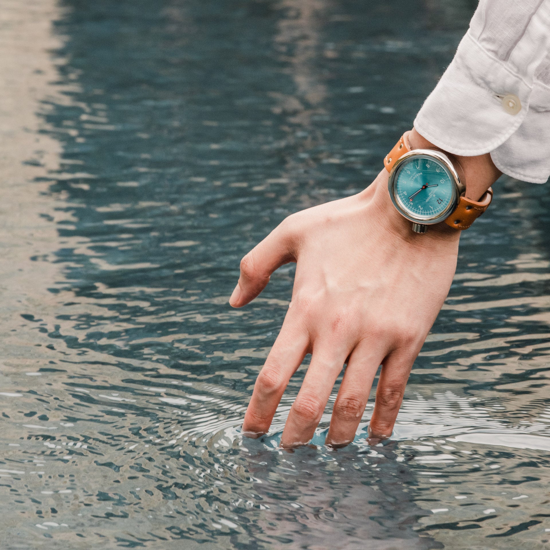 Watch in steel Manometro Polished Acquamarine Mazzuoli