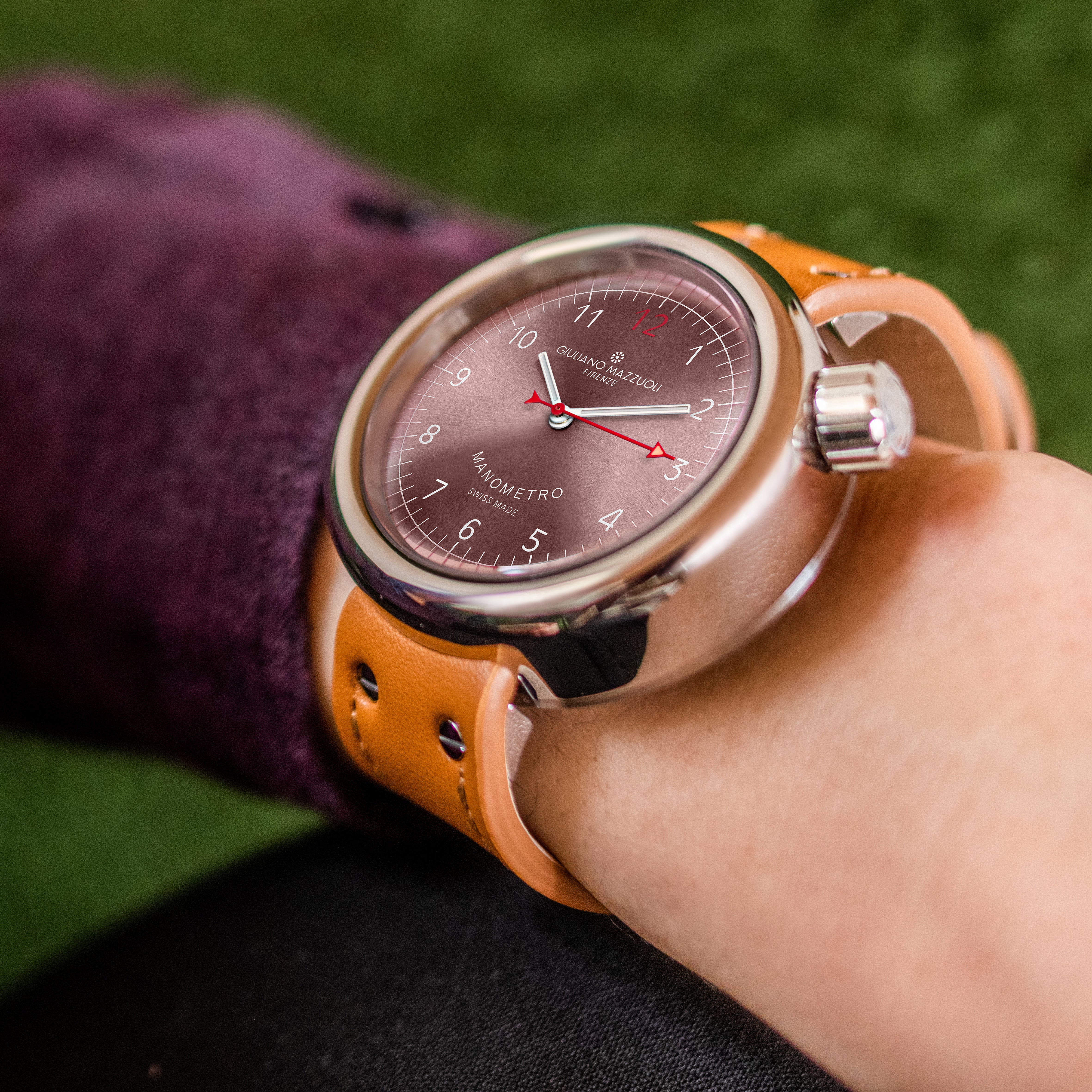 Orologio in acciaio Manometro Madreperla Rosa Mazzuoli